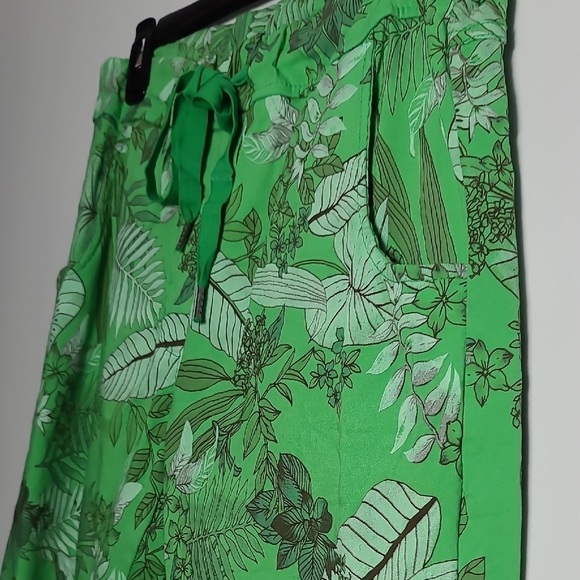 Venti6 Crinkle Green Tropical Print Jogger Drawstring Waist Pants Size Small - Picture 15 of 16